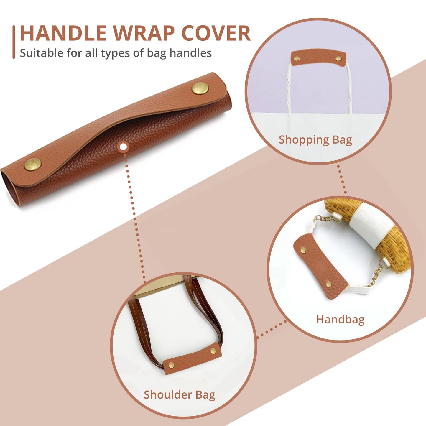 2 Pieces Leather Handbag Handle Wrap Cover