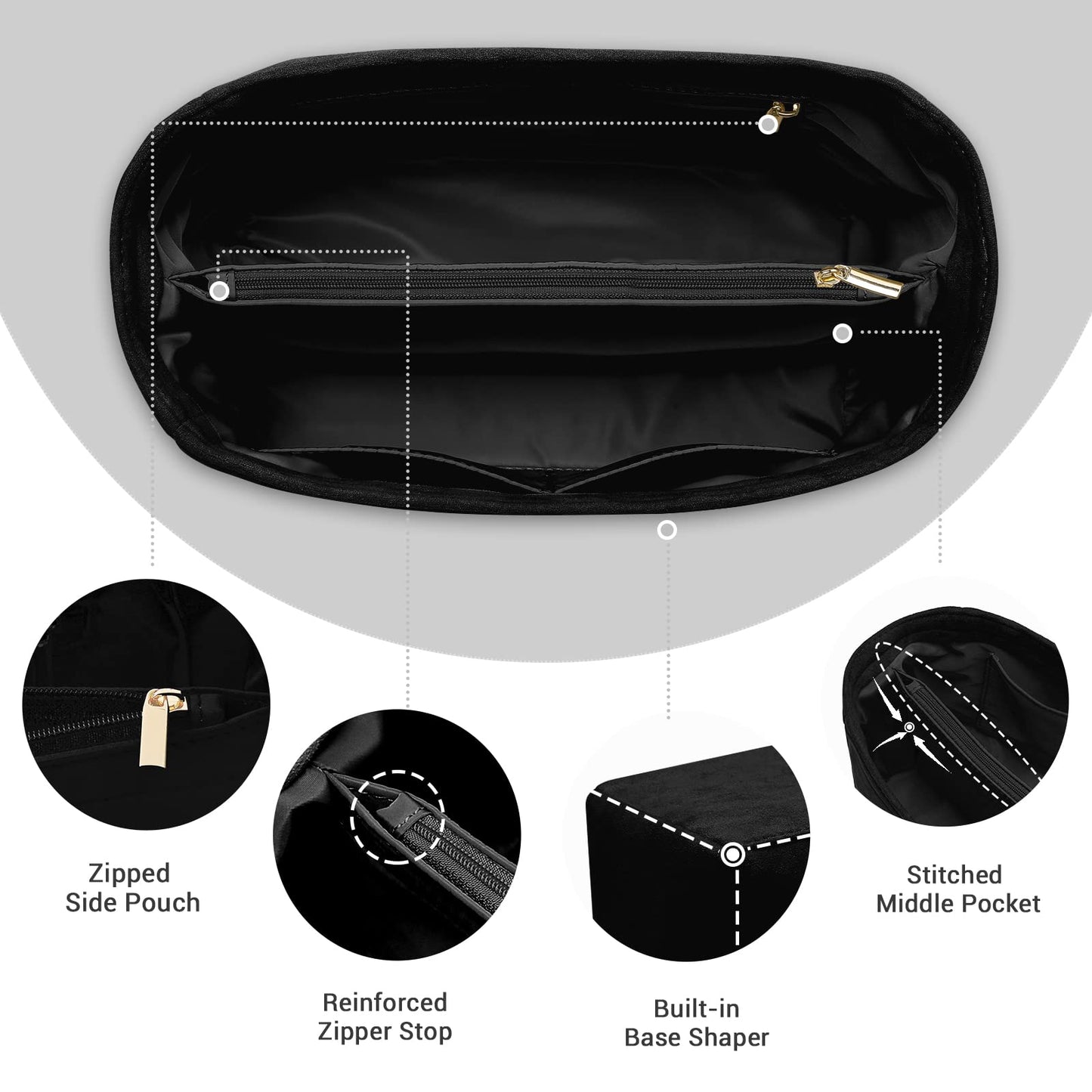 1pc Felt Bag Organizer Insert for Handbag Purse Organizer Insert with  Zipper Tote Bag Liner Shaper Bag in Bag Portable Pocket Inside for Onthego  LV